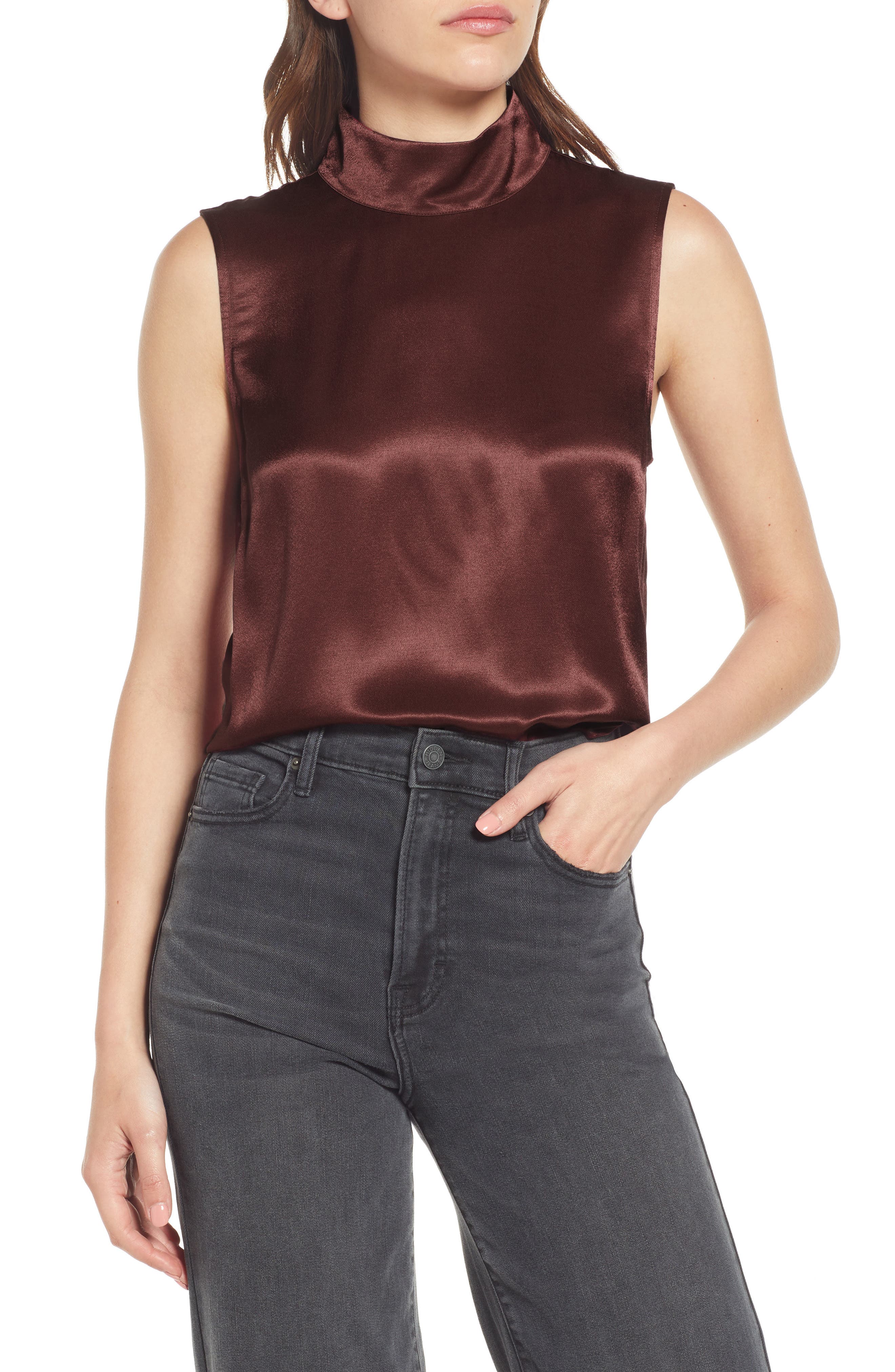 Rails Yolie Sleeveless Mock Neck Satin 