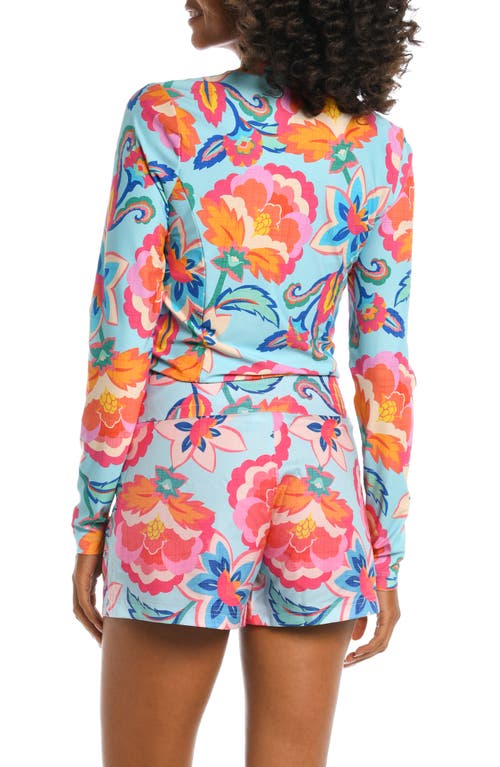 La Blanca Breezy Long Sleeve Half-zip Rashguard In Multi