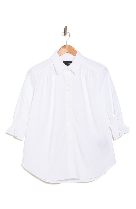Shop Premise Studio Smocked Ruffle Shirt In White