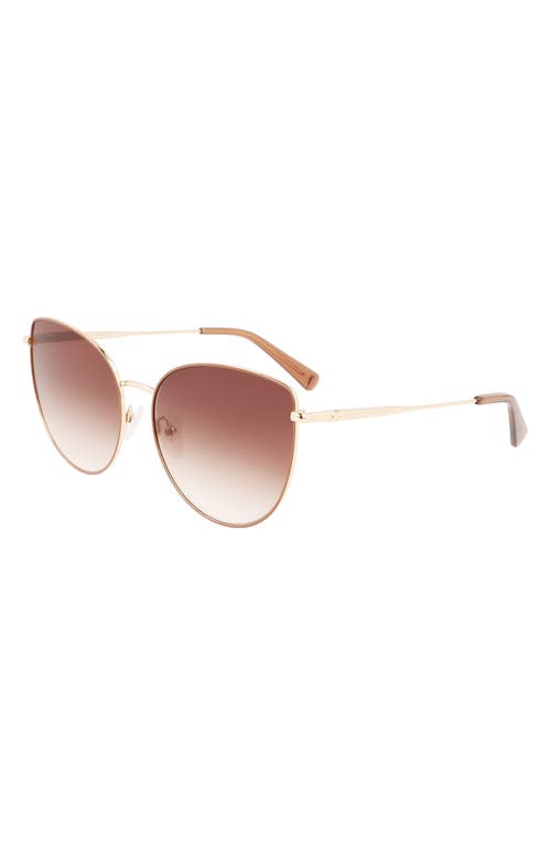 Shop Longchamp Roseau 60mm Cat Eye Sunglasses In Gold/beige