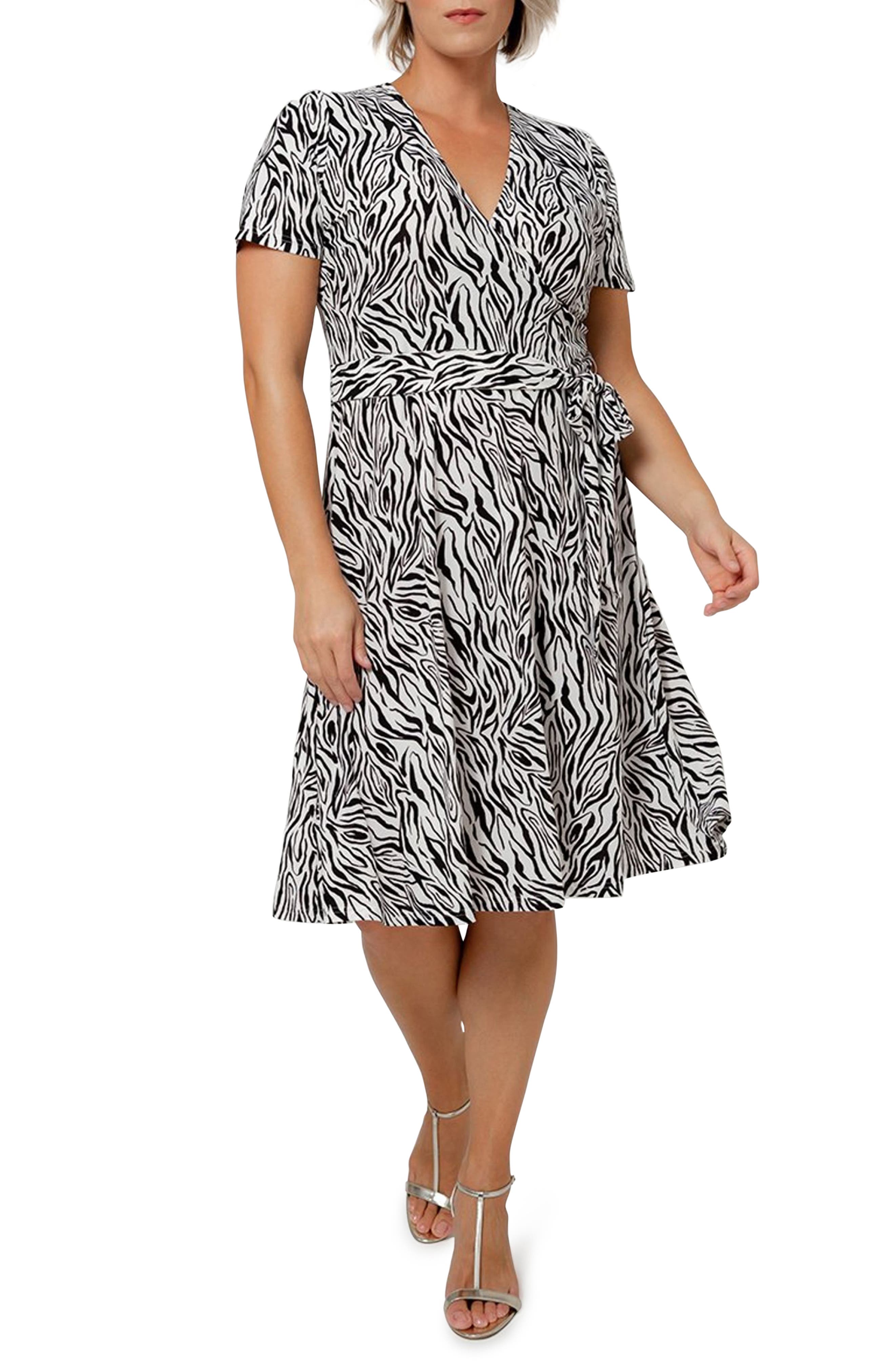 Leota Perfect Wrap Midi Dress in Wzbb - Woodgrain Zebra