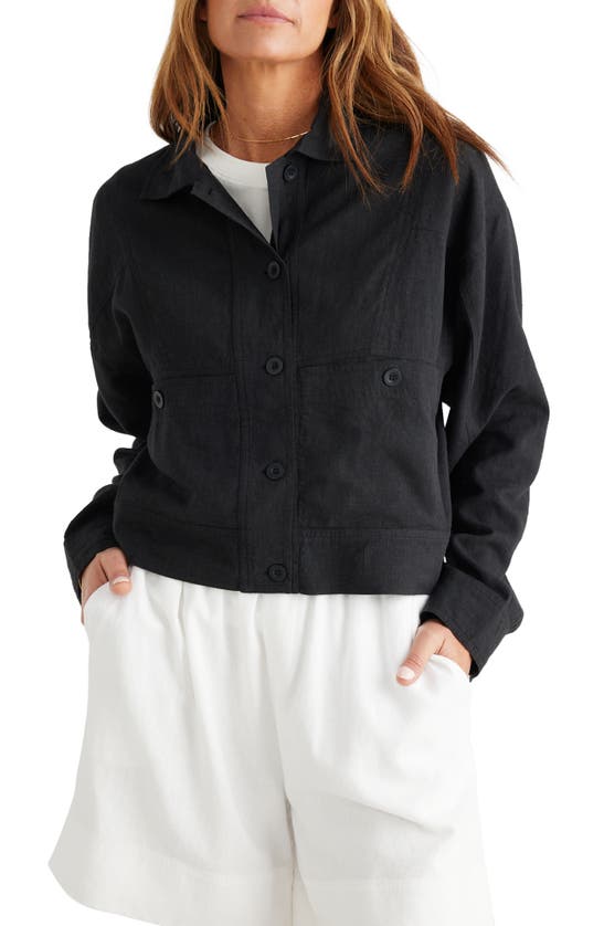 Shop Brave + True Ashton Linen Blend Jacket In Black
