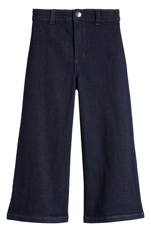 Shop Nordstrom Kids' Crop Wide Leg Jeans In Dark Wash