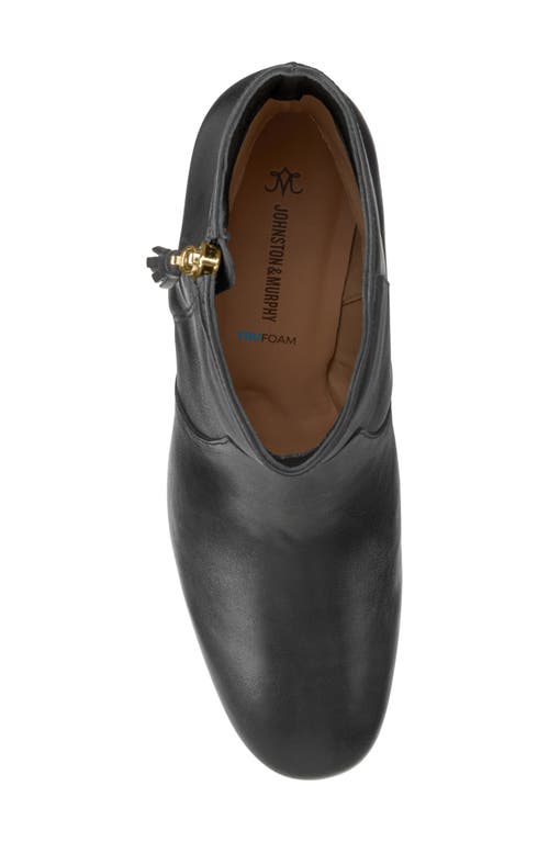 Johnston & Murphy Eleanor Block Heel Bootie In Black Calfskin