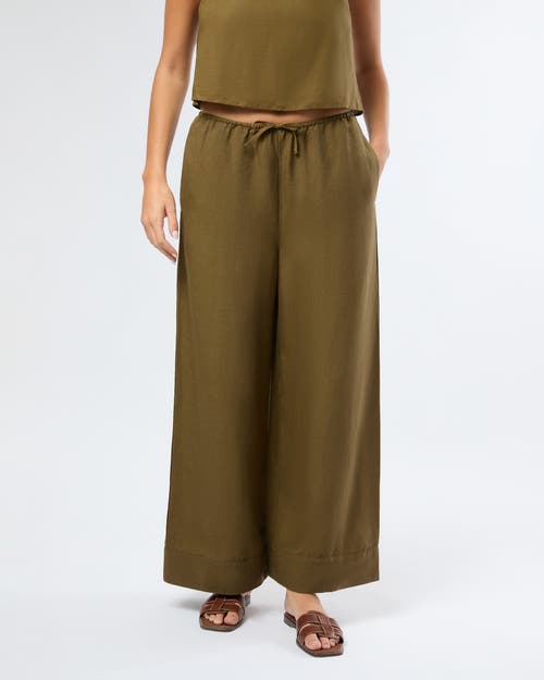 Onia Air Linen Wide Leg Drawstring Pant In Brown