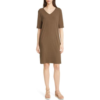 Eileen Fisher Stretch Tencel Lyocell Shift Dress