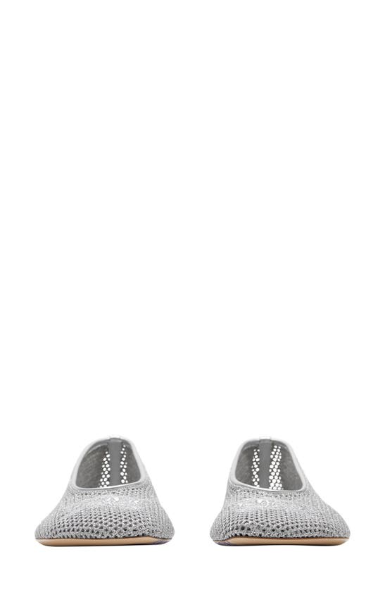 Shop Burberry Ekd Mesh Ballerina Flat In Silver