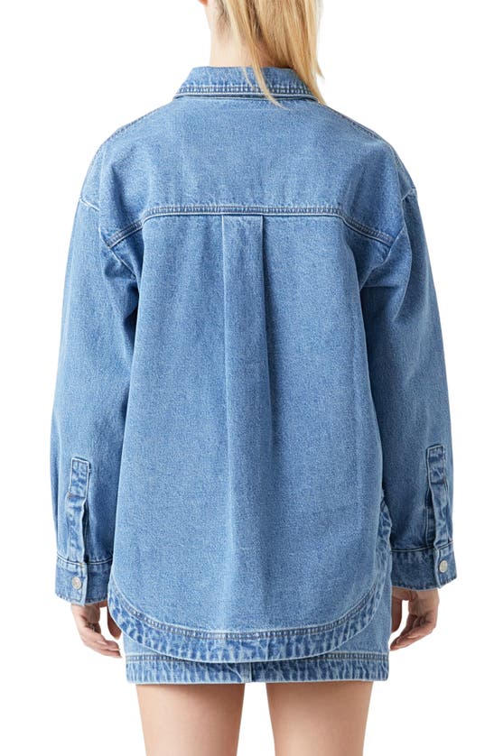 Shop Grey Lab Oversize Denim Button-up Shirt