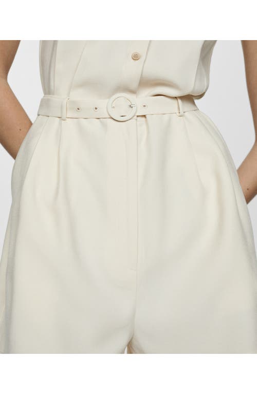 Mango Belted Romper In Off White