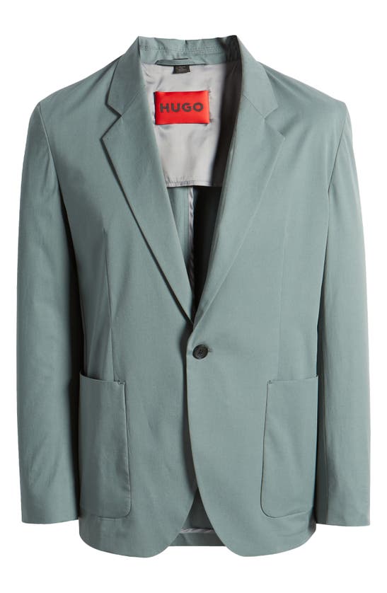 Shop Hugo Boss Key Fred One-button Stretch Cotton Blazer In Dark Green