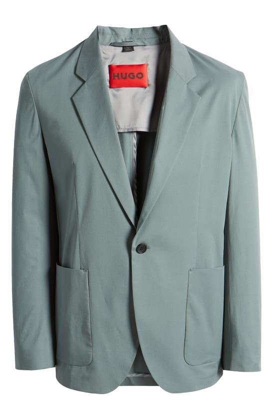 Shop Hugo Boss Hugo Key Fred One-button Stretch Cotton Blazer In Dark Green