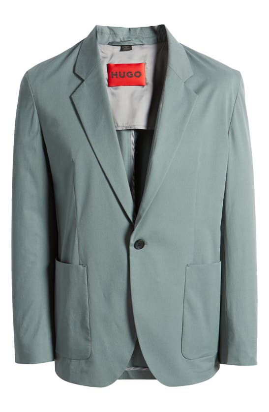 Hugo Boss Key Fred One-button Stretch Cotton Blazer In Dark Green