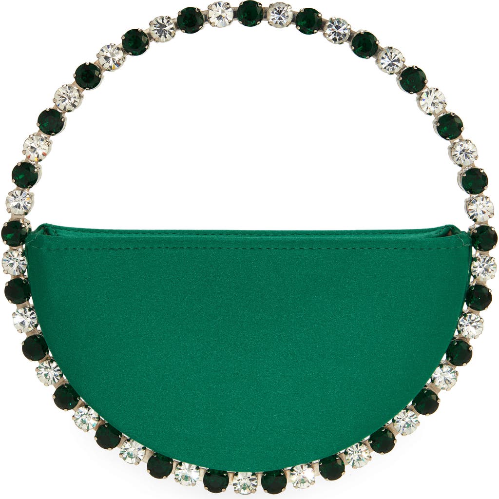 L'alingi Eternity Embellished Satin Clutch In Emerald Green
