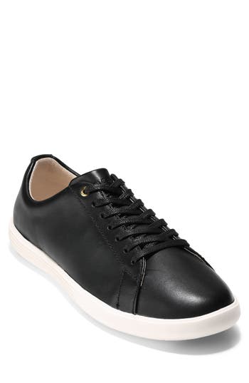 Cole Haan Grand Crosscourt Sneaker In Black Leather/white