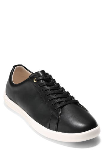 Cole Haan Grand Crosscourt Ii Leather Sneaker In Black Leather/white