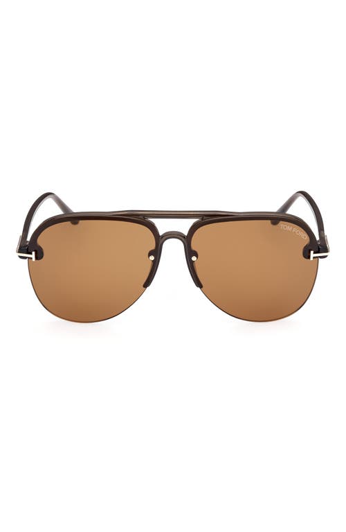 TOM FORD Terry 62mm Oversize Aviator Sunglasses in Mastic /Brown at Nordstrom