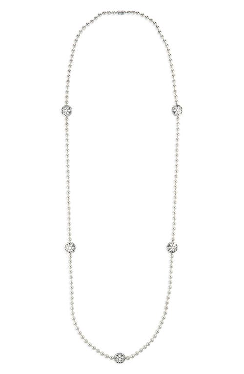 Men's Rosette Station Ball Chain Necklace in Silver
