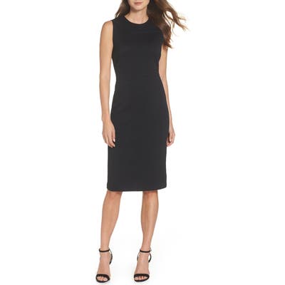 Forest Lily Jacquard Sheath Dress, Black