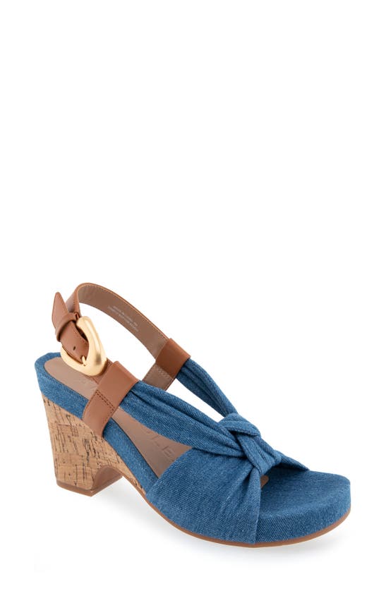 Shop Aerosoles Miki Leopard Print Sandal In Medium Blue Denim