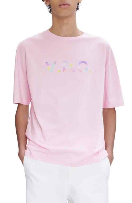 A. P.C. River Flocked Logo T-Shirt Faa Pink at Nordstrom,
