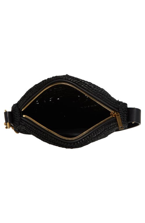 Shop Saint Laurent Woven Raffia Round Camera Bag In Noir/noir