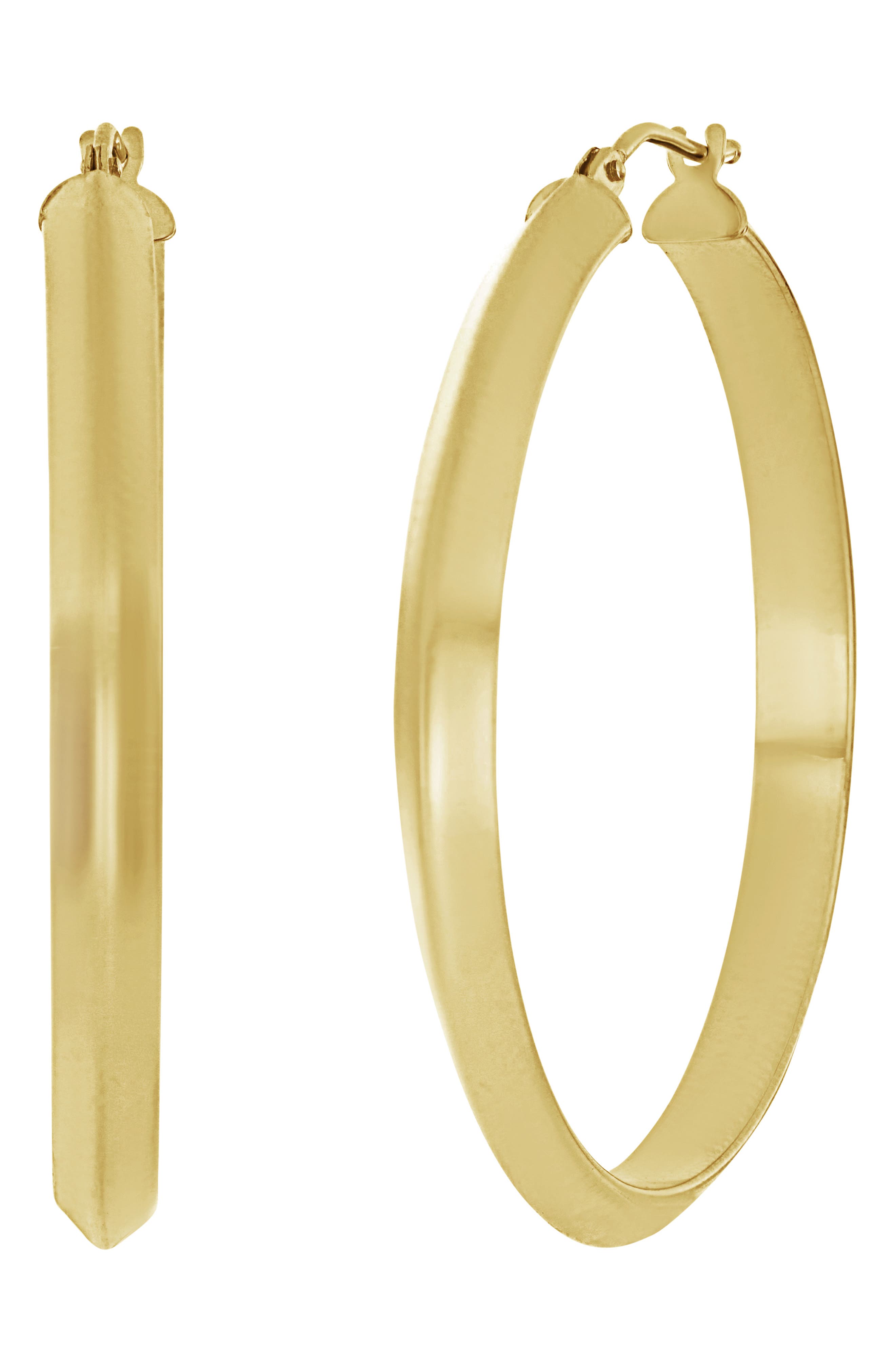14K Gold 40mm Beveled Edge Hoop Earrings BONY LEVY
