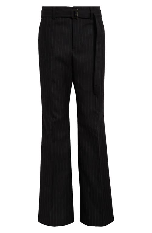 Shop Sacai Chalk Stripe Wool Pants In Black