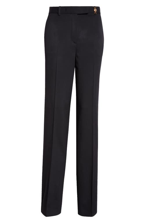 Straight Leg Stretch Wool Trousers in Black