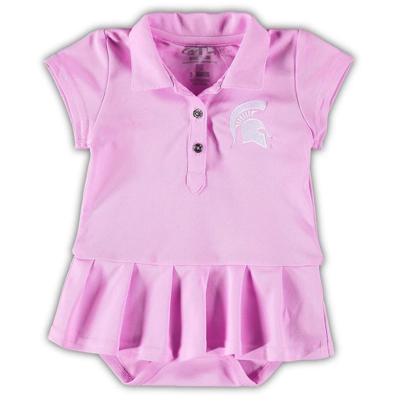 Garb Kids' Girls Infant  Pink Michigan State Spartans Caroline Cap Sleeve Polo Bodysuit