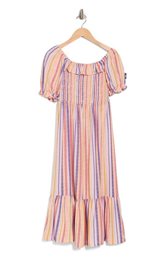 Shop Jessica Simpson Kids' Stripe Puff Sleeve Dress In Ivory Multi