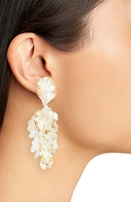 Oscar De La Renta Mixed Petals Drop Earrings In Ivory