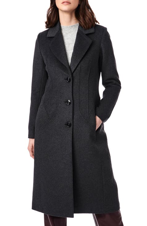 Women Short Coat Single Breasted Wool Cashmere Blend Button Jacket