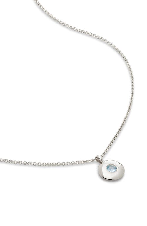 March Birthstone Aquamarine Pendant Necklace in Sterling Silver