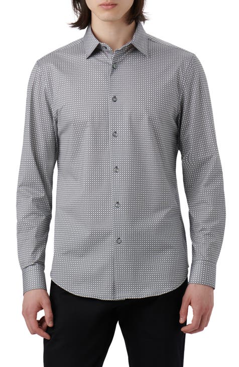 OoohCotton® Geometric Print Button-Up Shirt
