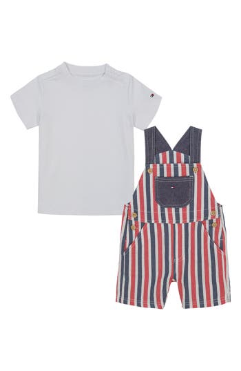 Tommy Hilfiger Babies'  T-shirt & Stripe Shortalls Set In Multi