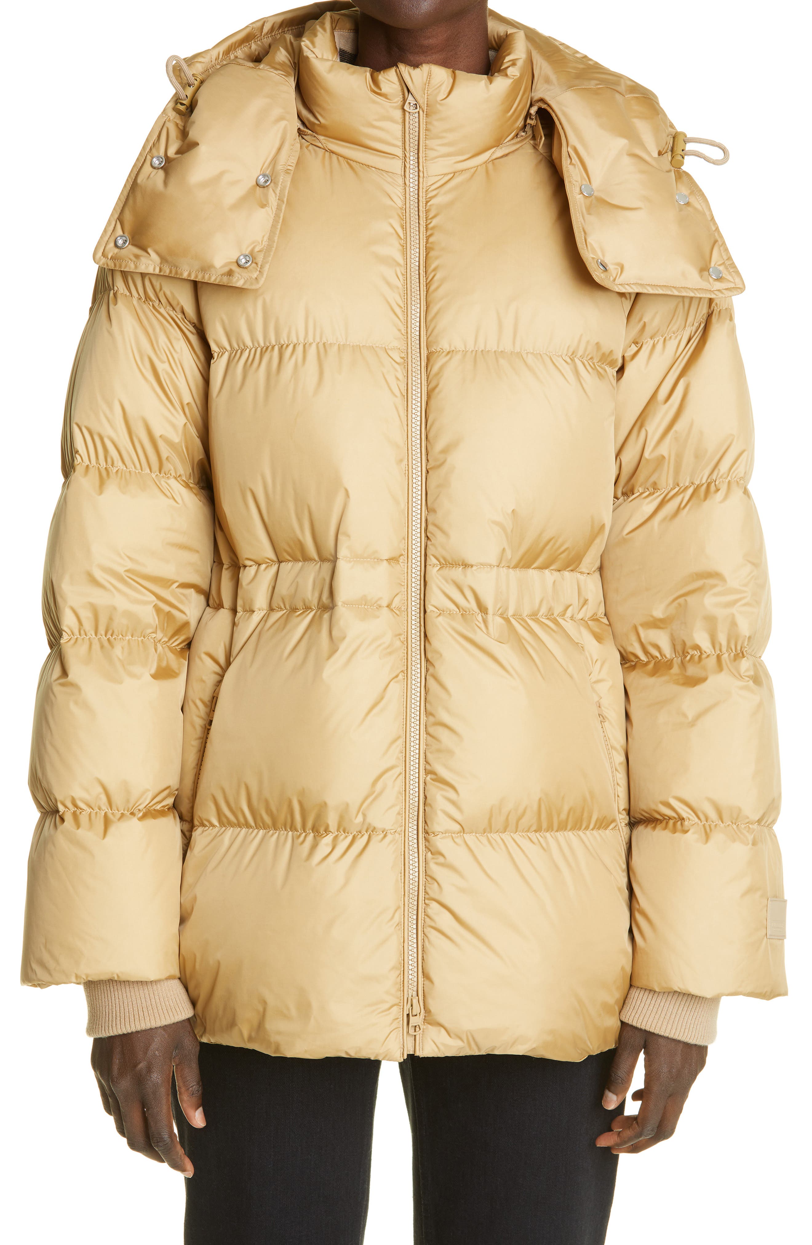 Burberry Broadwas Down Puffer Jacket with Removable Hood in Tan at Nordstrom, Size Medium