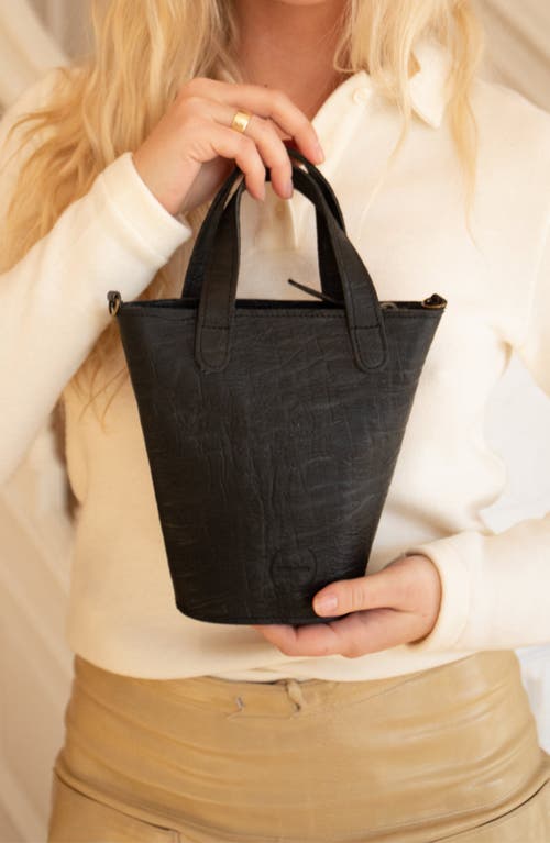 Sarep + Rose Sara Mini Leather Tote Bag In Black Elephant