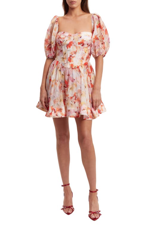 Bardot Kiah Floral Corset Minidress Painterly at Nordstrom,