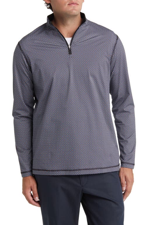 Bugatchi OoohCotton Print Quarter Zip Pullover Turquoise at Nordstrom,
