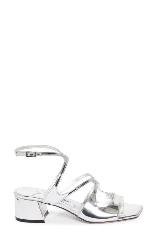 Jimmy Choo Sandali Azilia 45 In Pelle Metallizzata In Silver