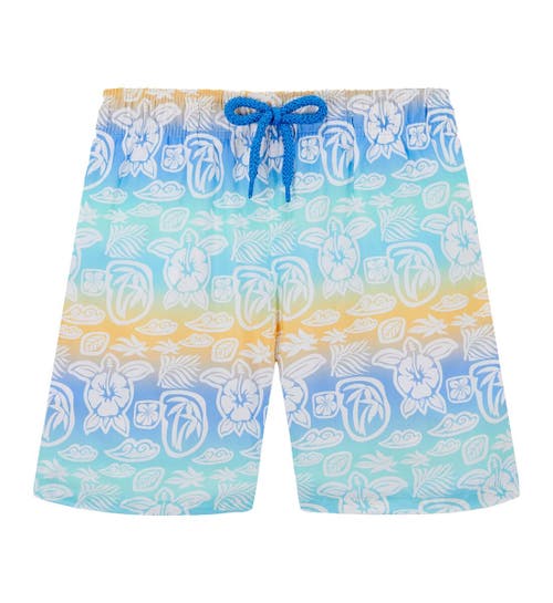 Vilebrequin Boy's Tahiti Turtles Swim Shorts In Blanc