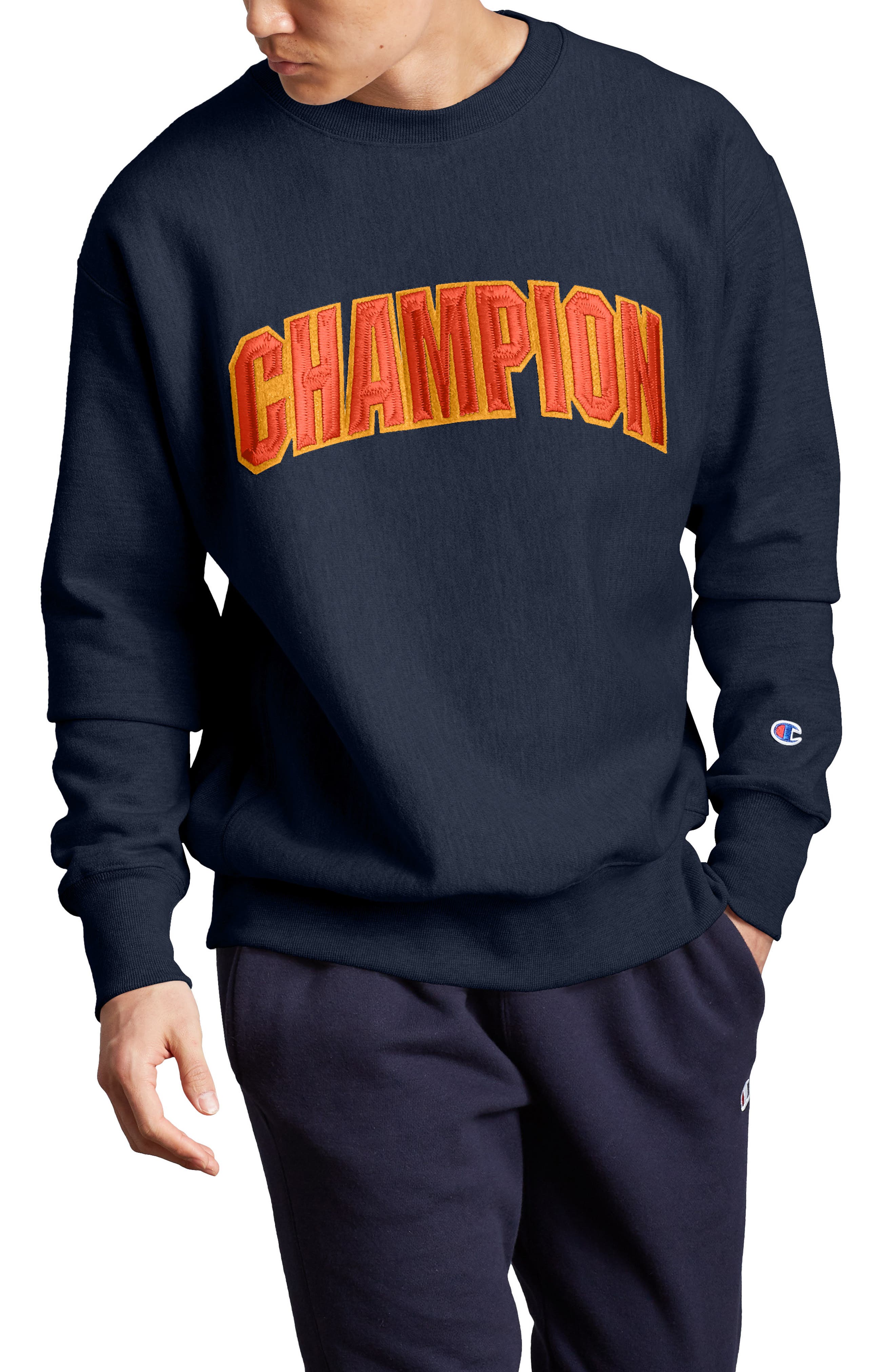 champion logo crewneck