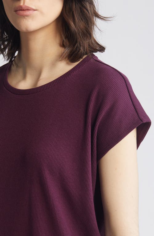 Shop Eileen Fisher Crewneck Boxy Rib T-shirt In Blackberry