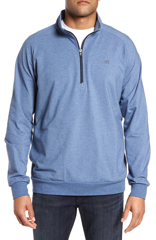 Travismathew Strangelove Quarter Zip Pullover In Heather Navy