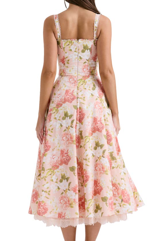 Shop House Of Cb Rosalee Floral Stretch Cotton Petticoat Dress In Peony Print