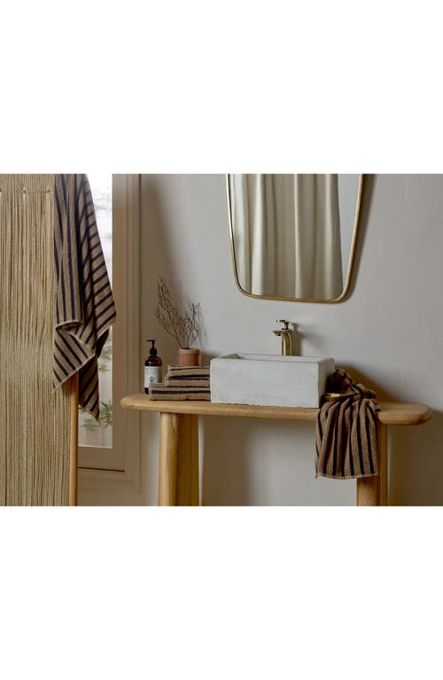 Parachute Resort Stripe Organic Cotton Towel In Camel With Soft Black