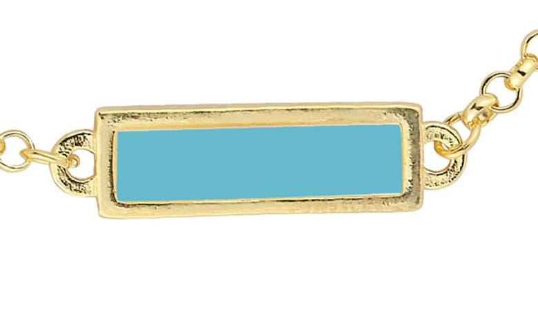 Shop Sphera Milano Synthetic Turquoise Station Necklace In Gold