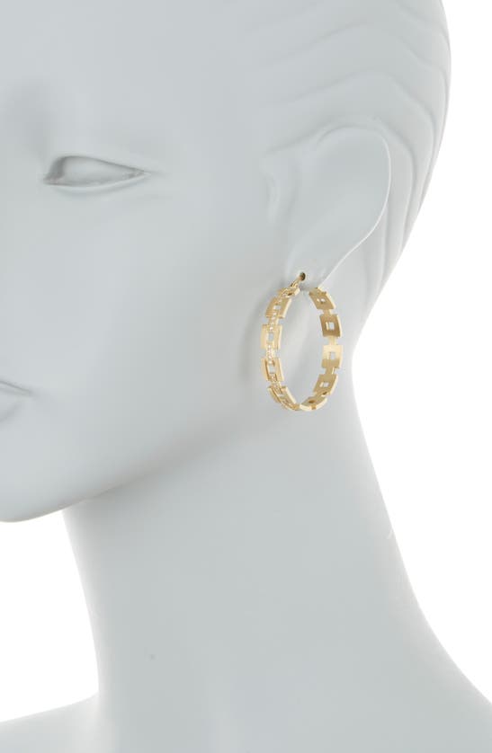 Shop Covet Cz Pavé Square Link Hoop Earrings In Gold