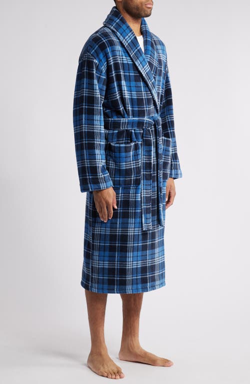 Majestic Men's Plaid Plush Fleece Robe In Blue Plaid