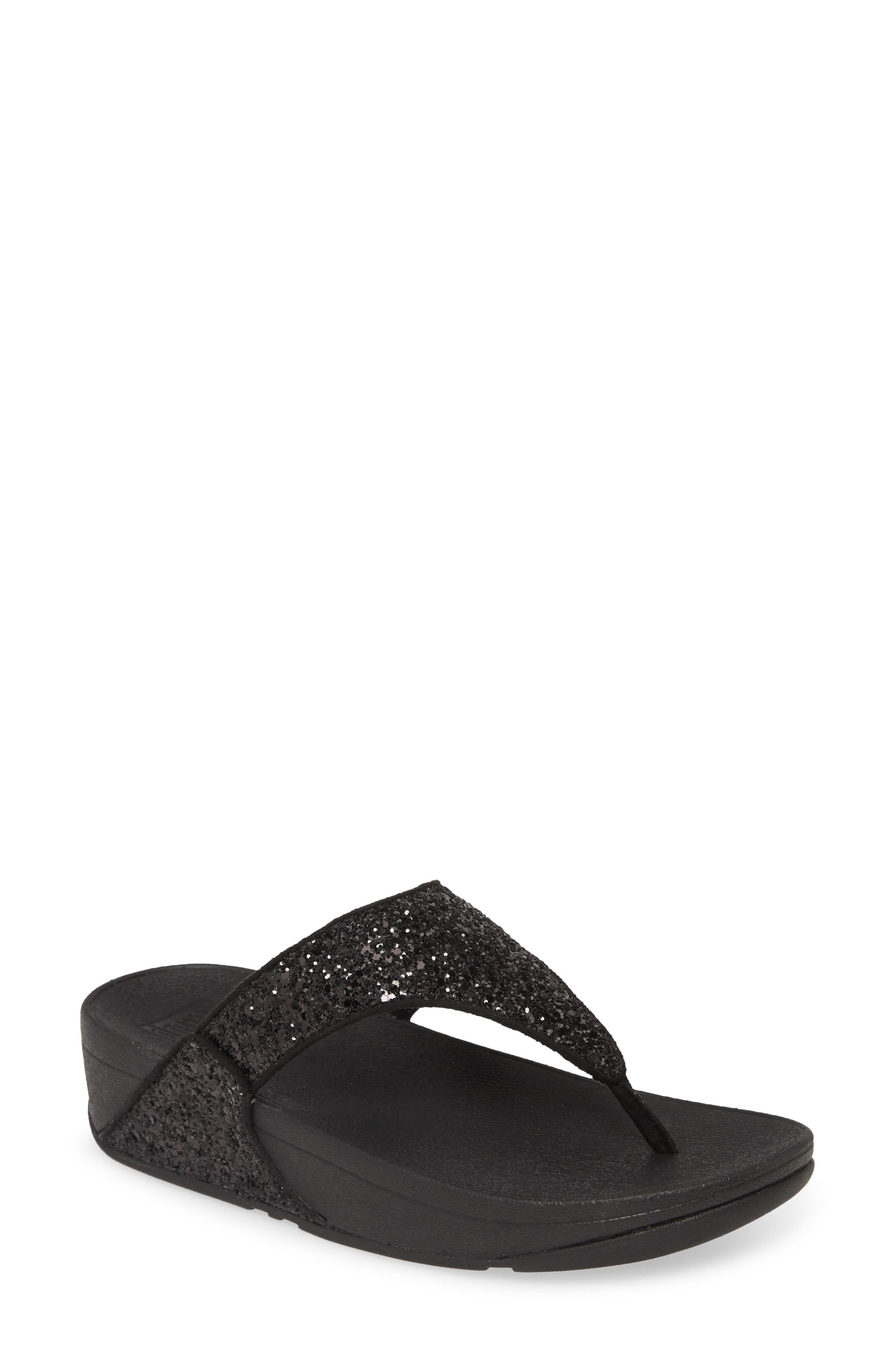 black sparkly flip flops